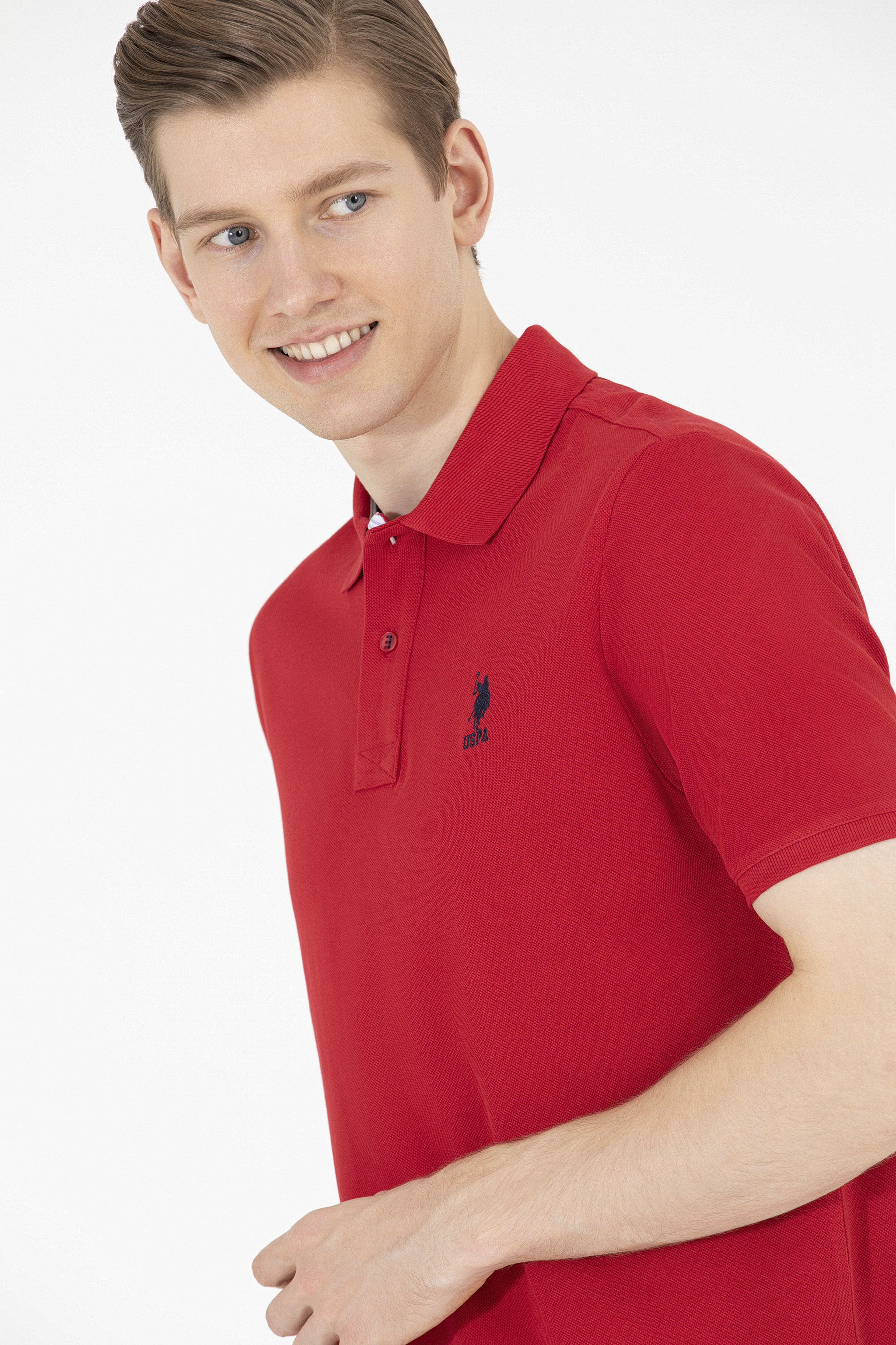 Erkek Kırmızı Basic Polo Yaka Tişört - Image 1