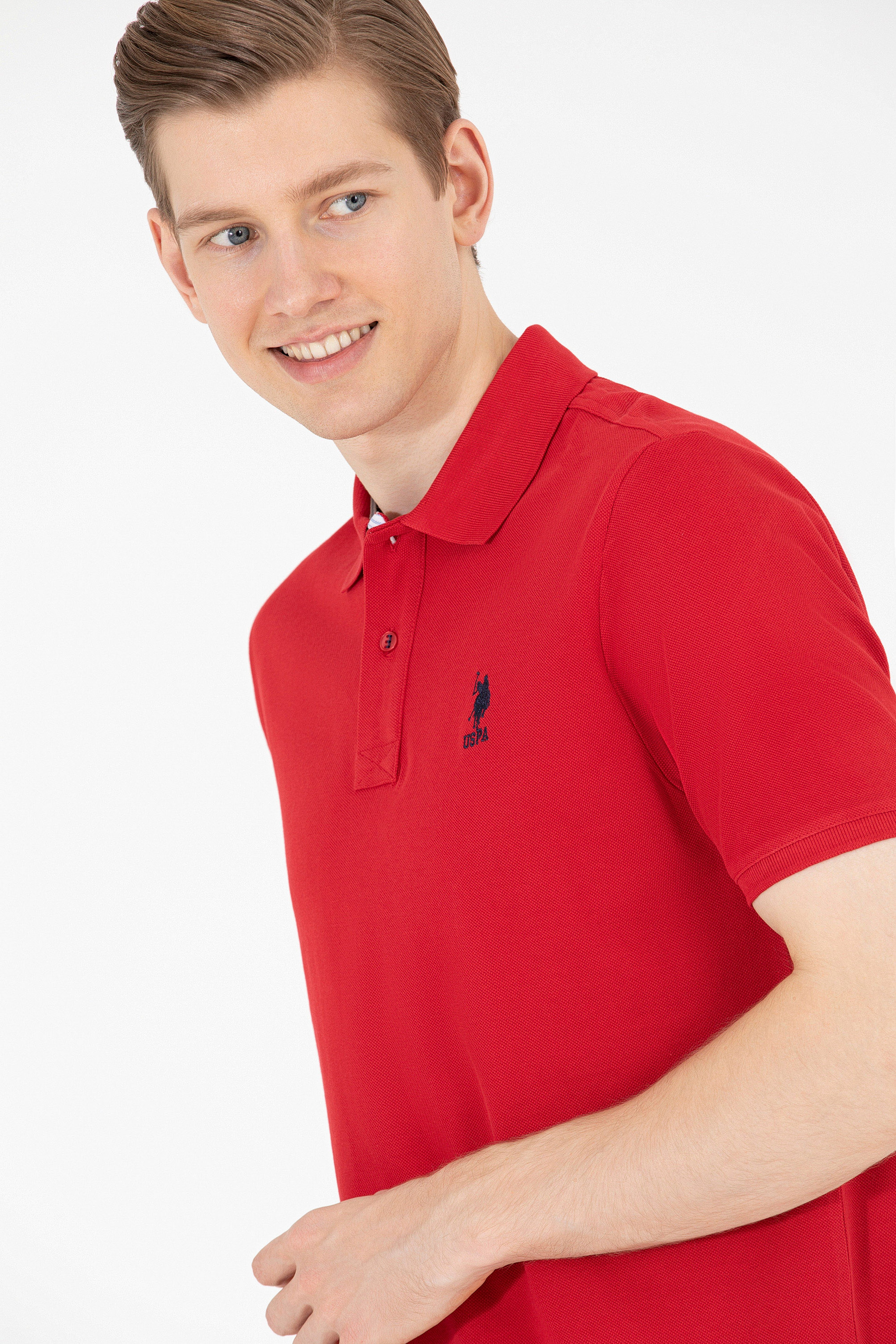 Erkek Kırmızı Basic Polo Yaka Tişört