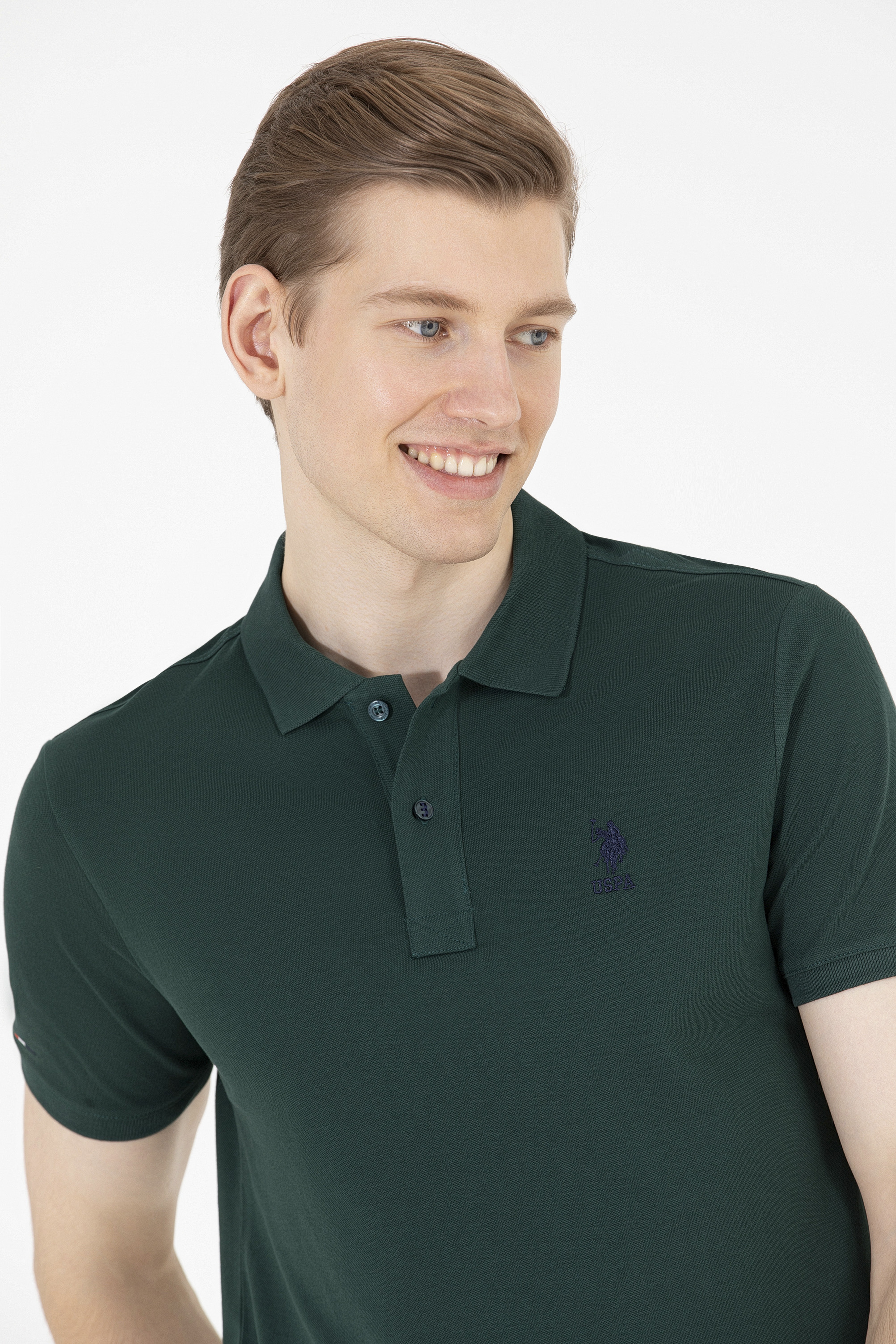 Erkek Koyu Yeşil Basic Polo Yaka Tişört