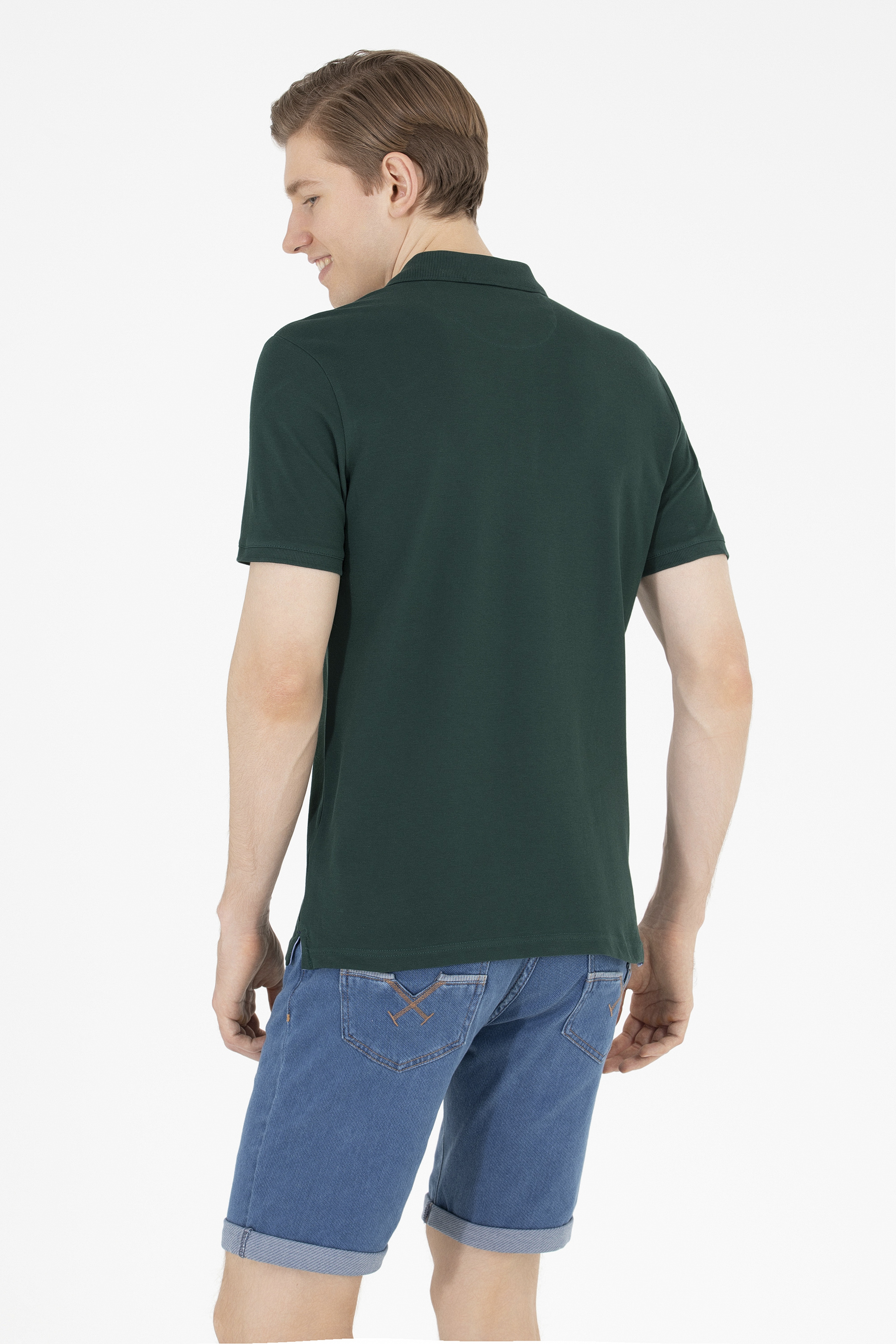Erkek Koyu Yeşil Basic Polo Yaka Tişört