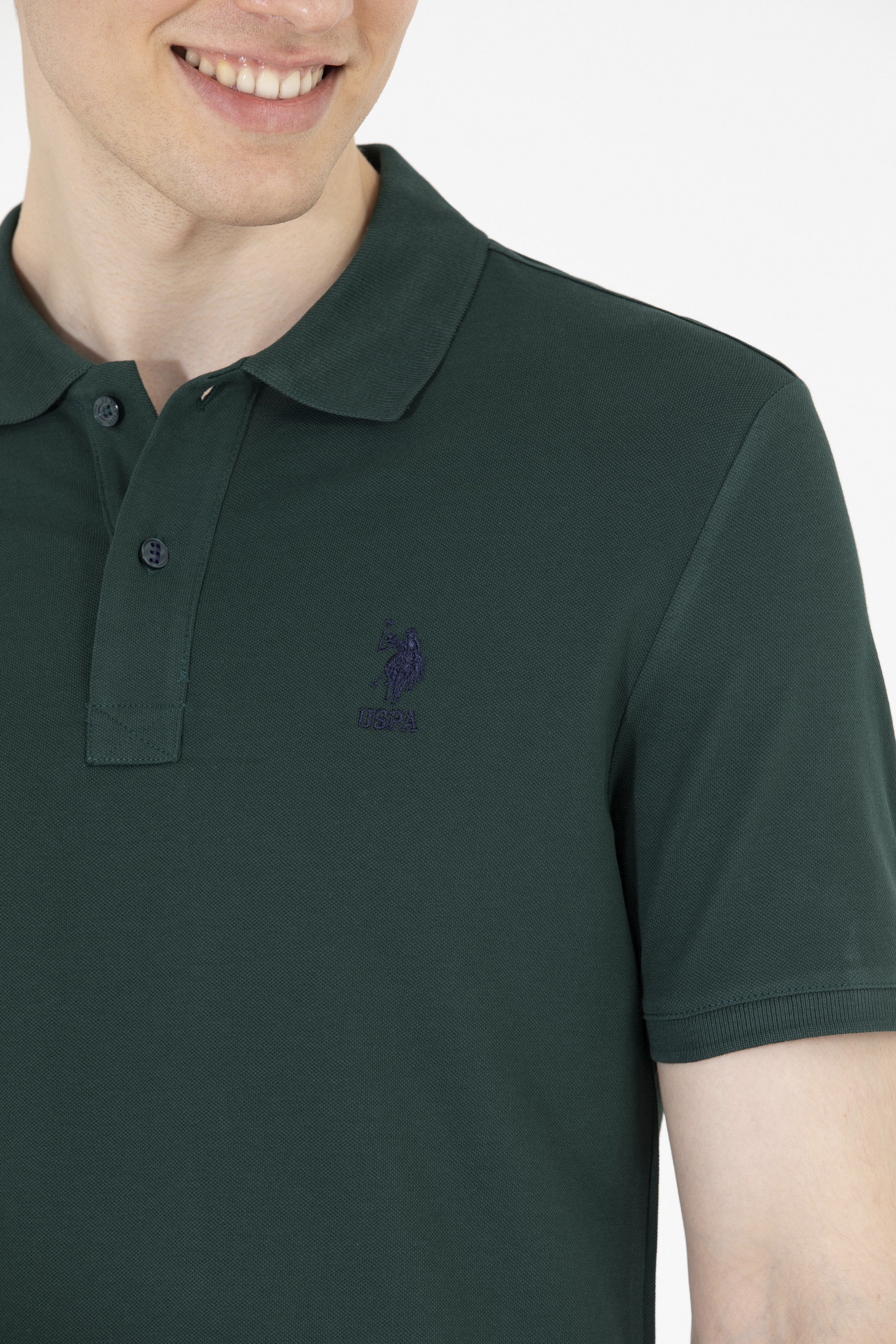 Erkek Koyu Yeşil Basic Polo Yaka Tişört