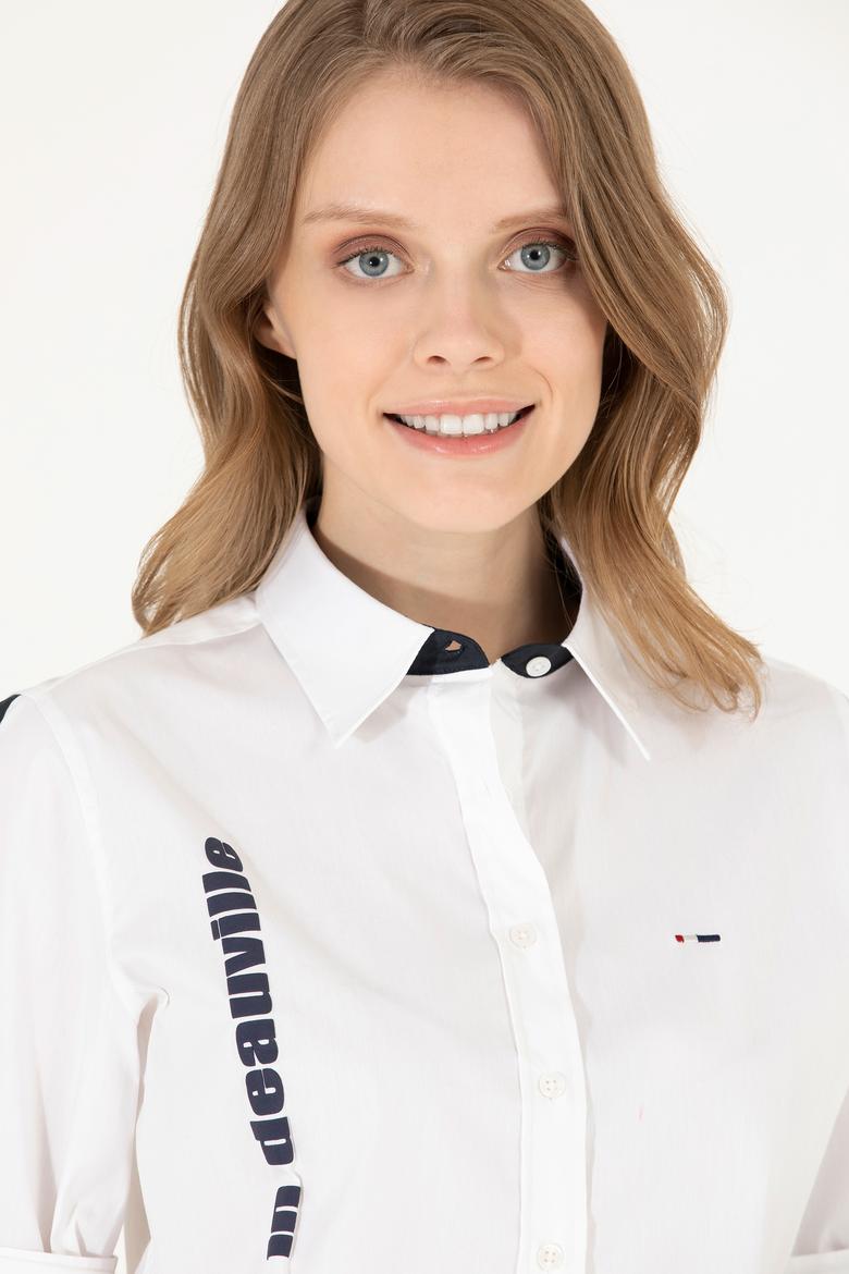 Kadın Beyaz Uzun Kollu Gömlek - 50263723003