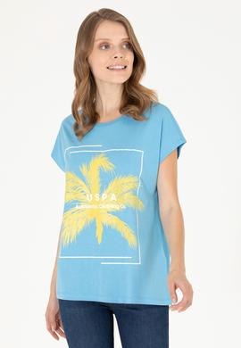 Kadın Turkuaz Bisiklet Yaka Tişört - 50262950006