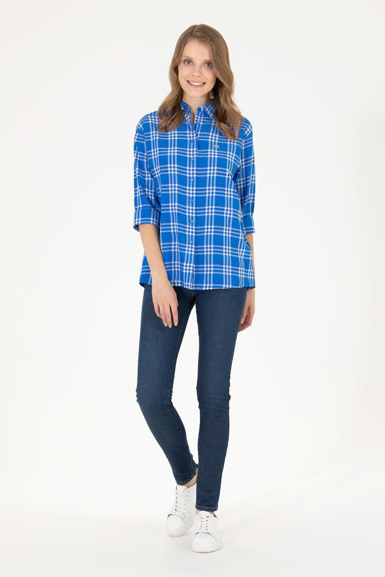 Kadın Saks Uzun Kollu Gömlek - 50264951045