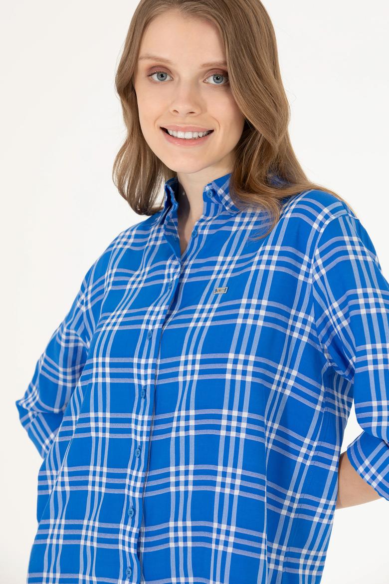 Kadın Saks Uzun Kollu Gömlek - 50264951045