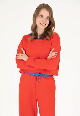 Kadın Kırmızı Kapüşonlu Sweatshirt - 50264201027