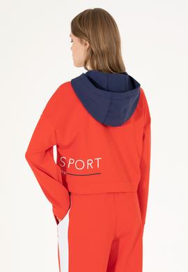 Kadın Kırmızı Kapüşonlu Sweatshirt - 50264201027