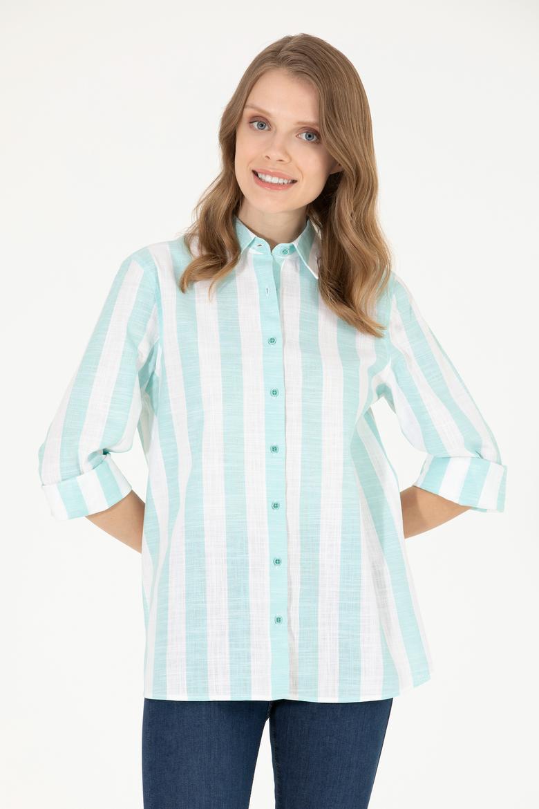 Kadın Mint Uzun Kollu Gömlek - 50263663003