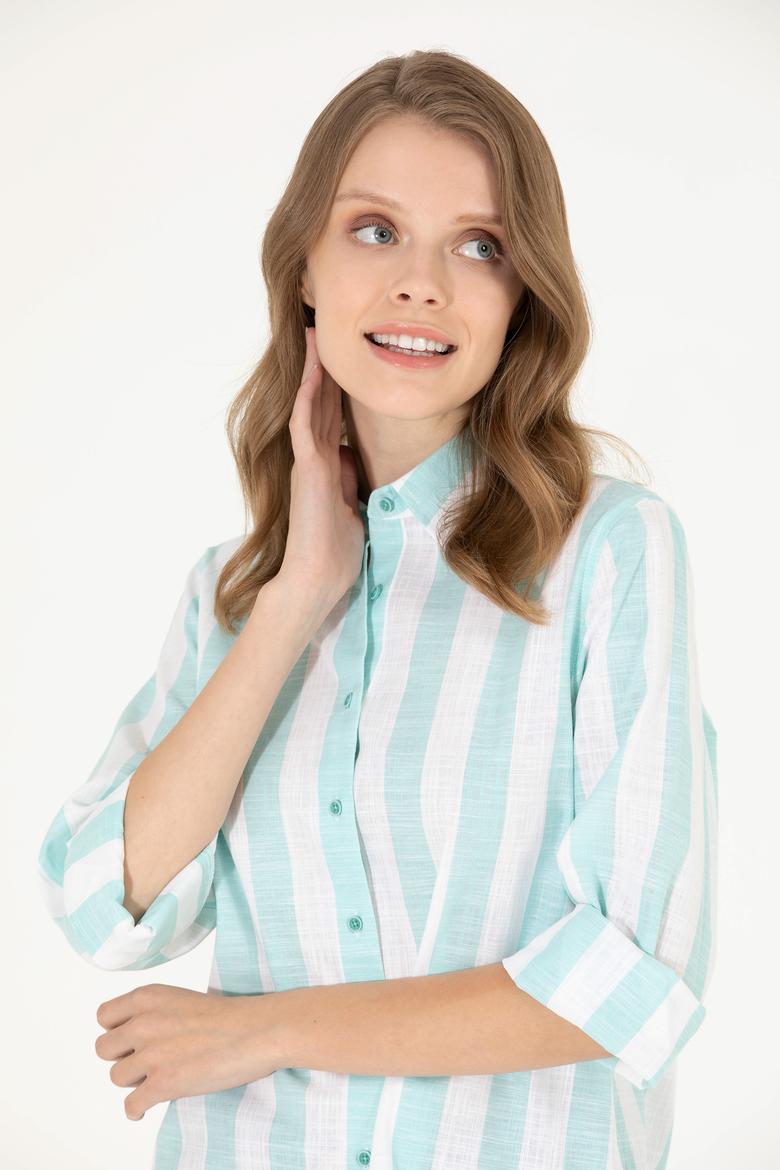 Kadın Mint Uzun Kollu Gömlek - 50263663003