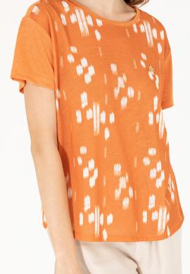 Kadın Kiremit Bisiklet Yaka Tişört - 50263590019