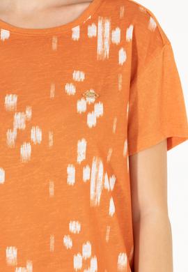 Kadın Kiremit Bisiklet Yaka Tişört - 50263590019