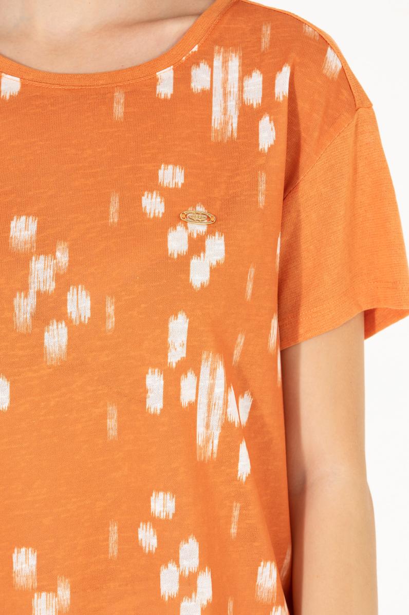 Kadın Kiremit Bisiklet Yaka Tişört