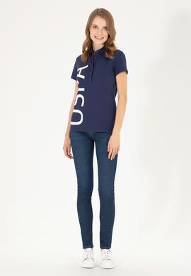 Kadın Lacivert Polo Yaka Tişört - 50262939006