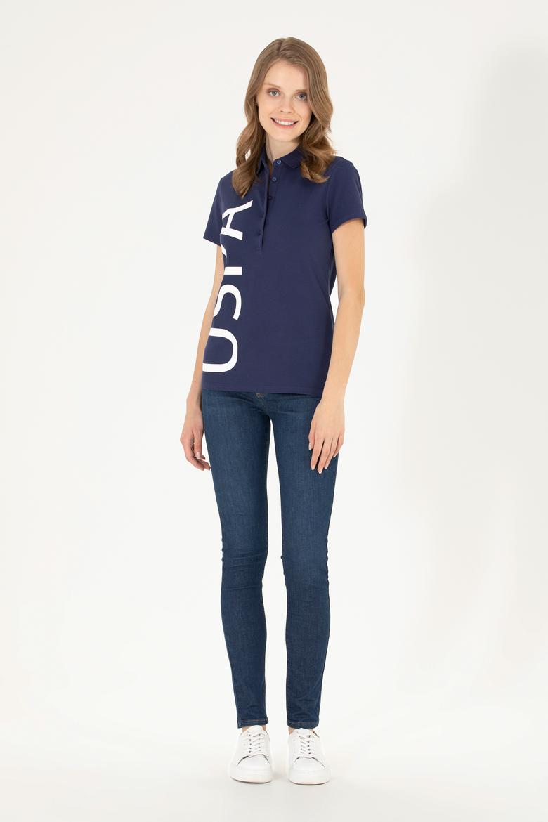 Kadın Lacivert Polo Yaka Tişört - 50262939006