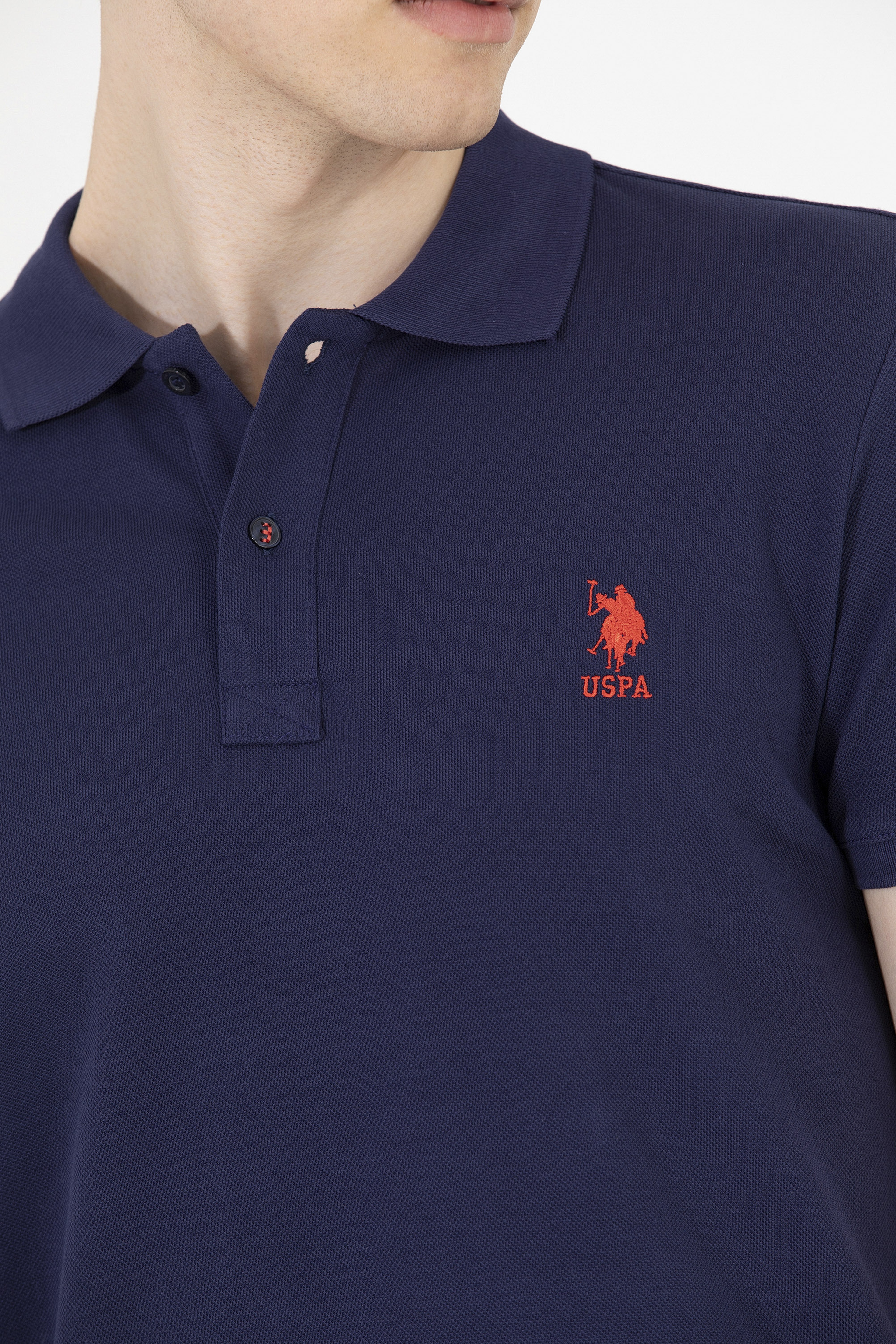 Erkek Lacivert Basic Polo Yaka Tişört - Image 7