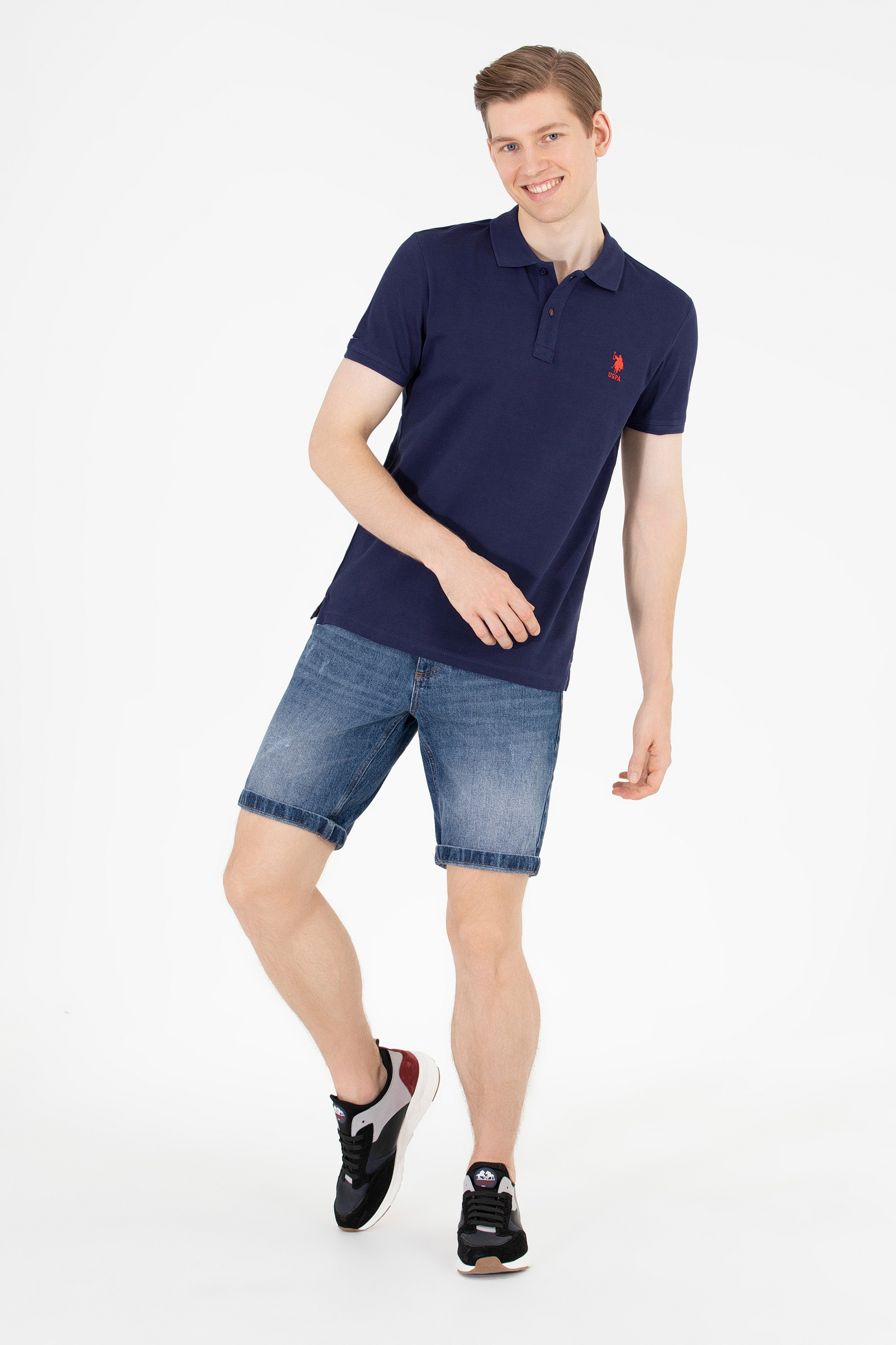 Erkek Lacivert Basic Polo Yaka Tişört - Image 4