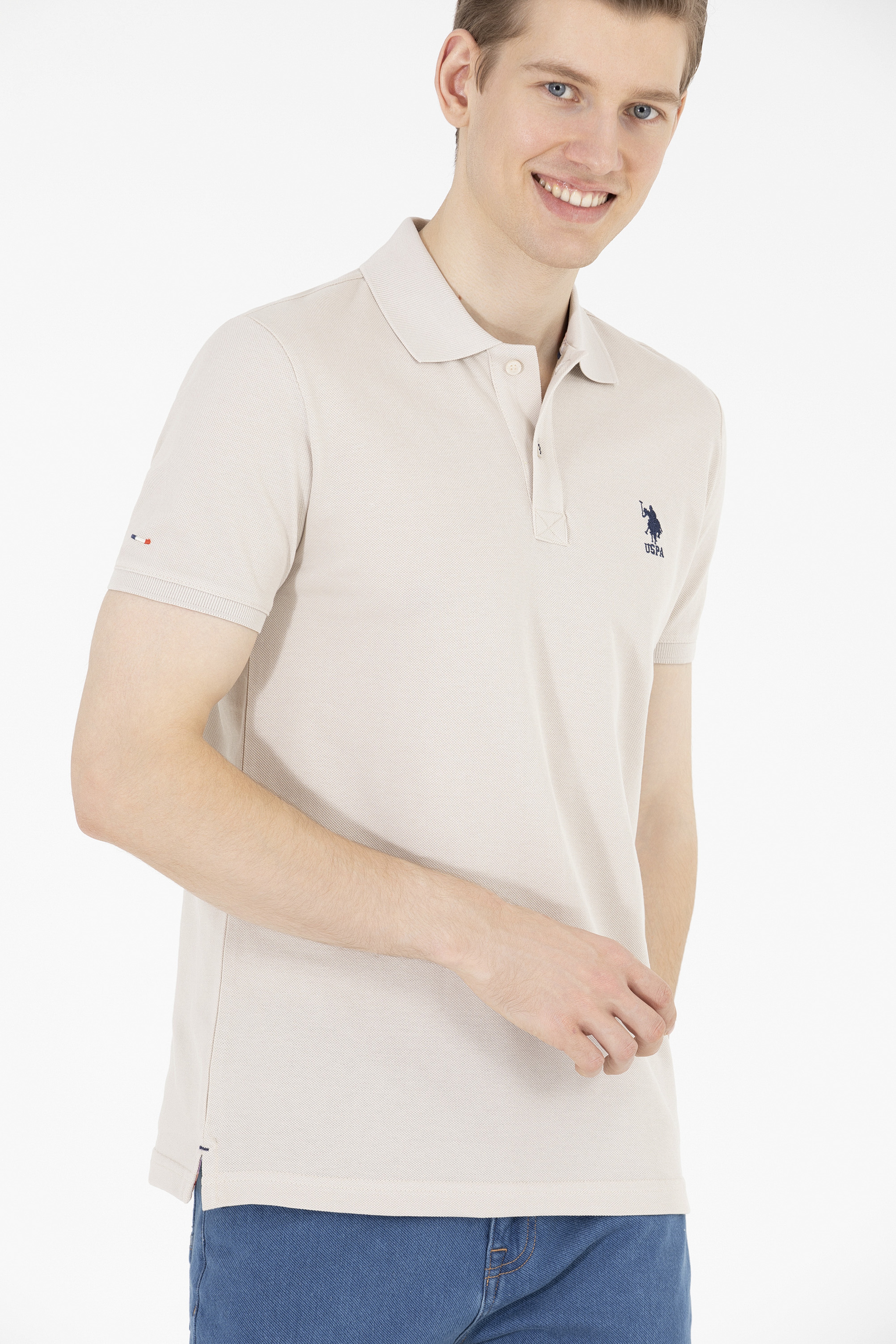 Erkek Taş Basic Polo Yaka Tişört - Image 3