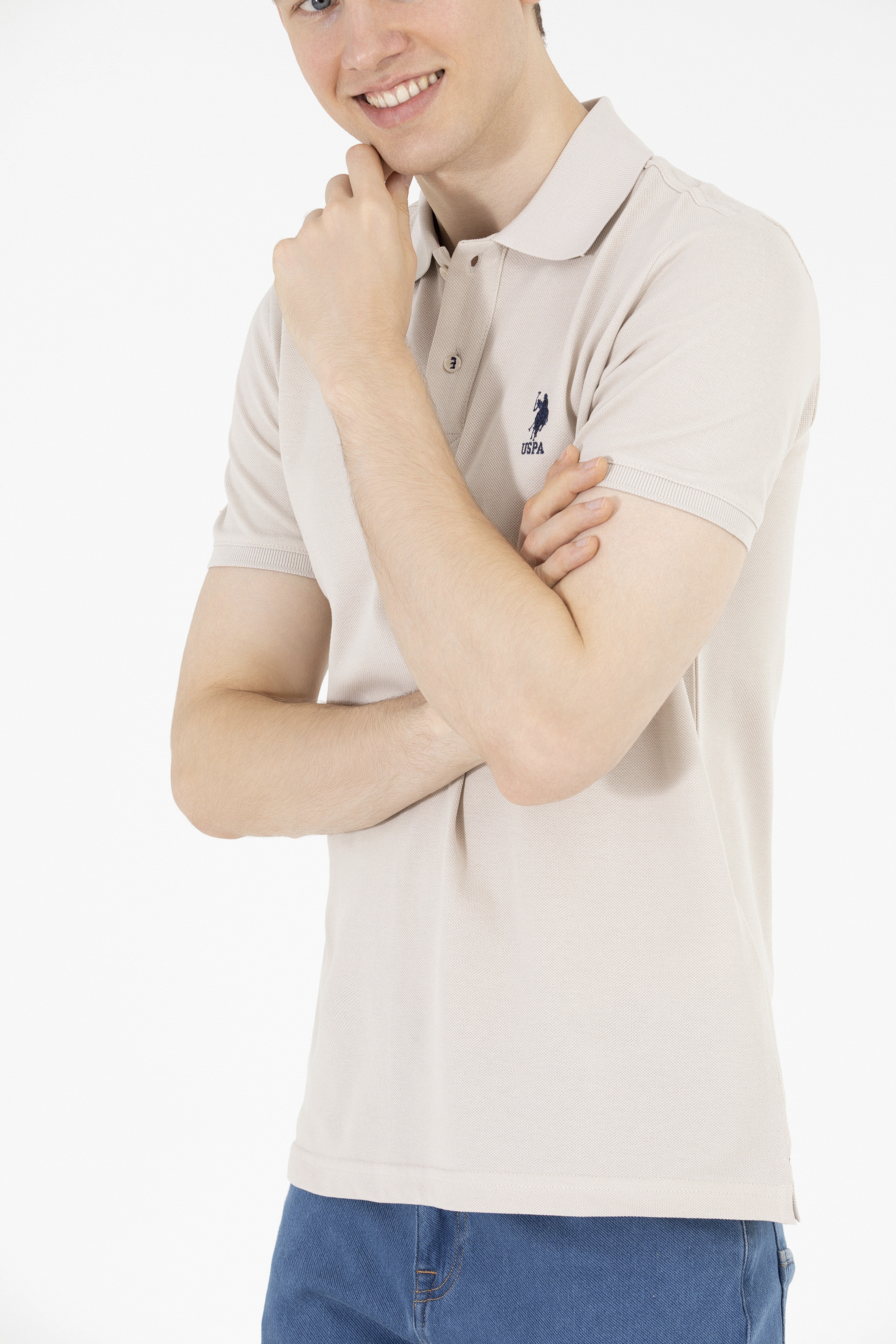 Erkek Taş Basic Polo Yaka Tişört