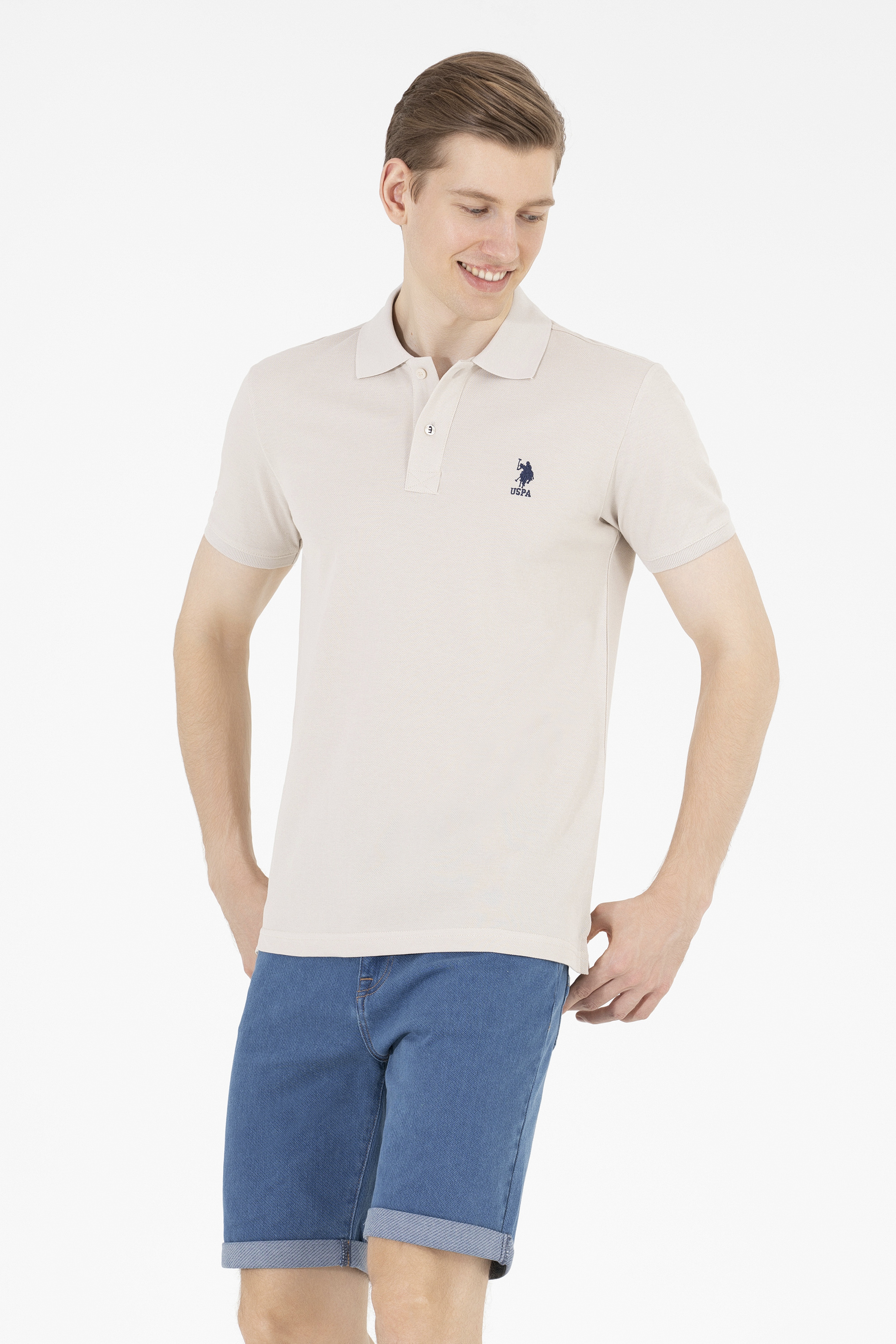 Erkek Taş Basic Polo Yaka Tişört - Image 1