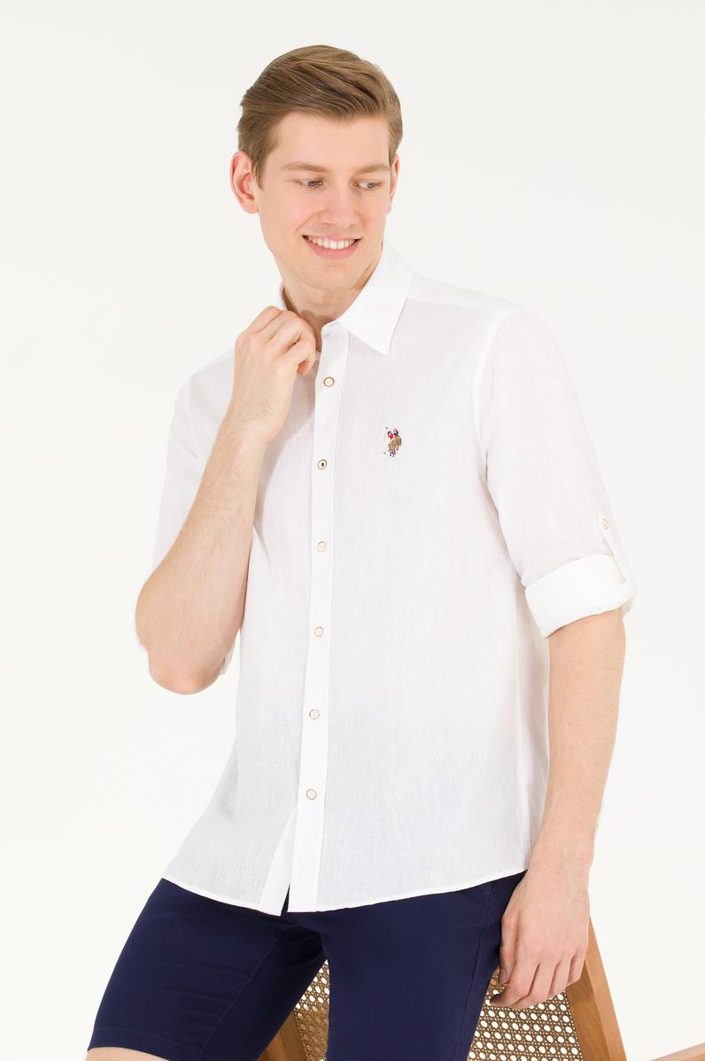 Erkek Beyaz Uzun Kollu Basic Gömlek