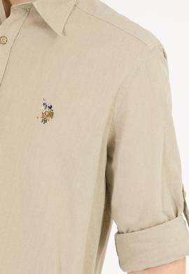 Erkek Haki Uzun Kollu Basic Gömlek - 50262880078