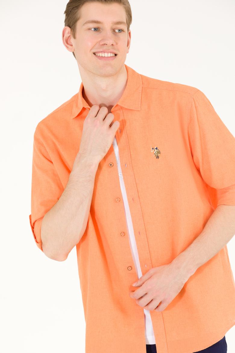 Erkek Turuncu Uzun Kollu Basic Gömlek - 50262880180