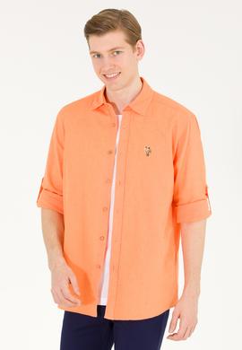 Erkek Turuncu Uzun Kollu Basic Gömlek - 50262880180