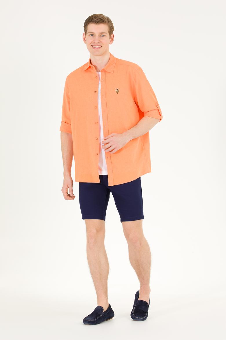 Erkek Turuncu Uzun Kollu Basic Gömlek - 50262880180