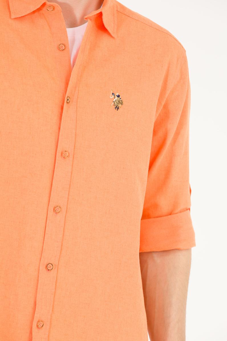 Erkek Turuncu Uzun Kollu Basic Gömlek