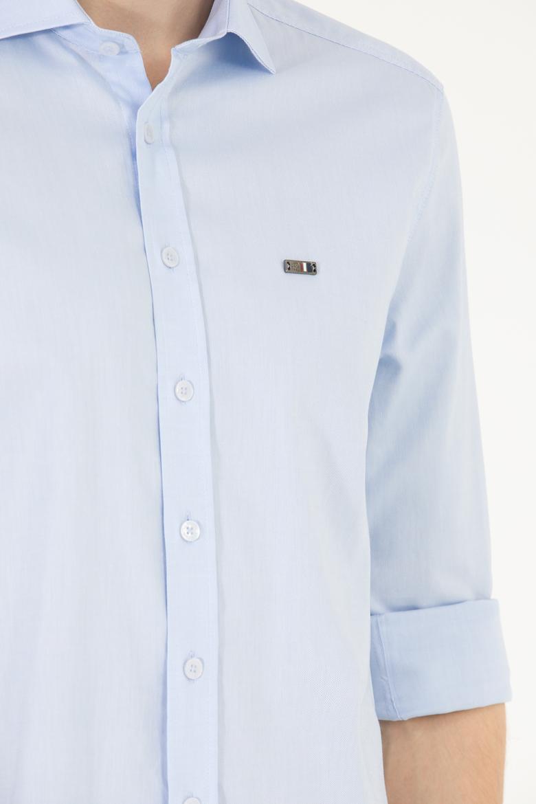 Erkek Açık Mavi Uzun Kollu Basic Gömlek - 50263048005