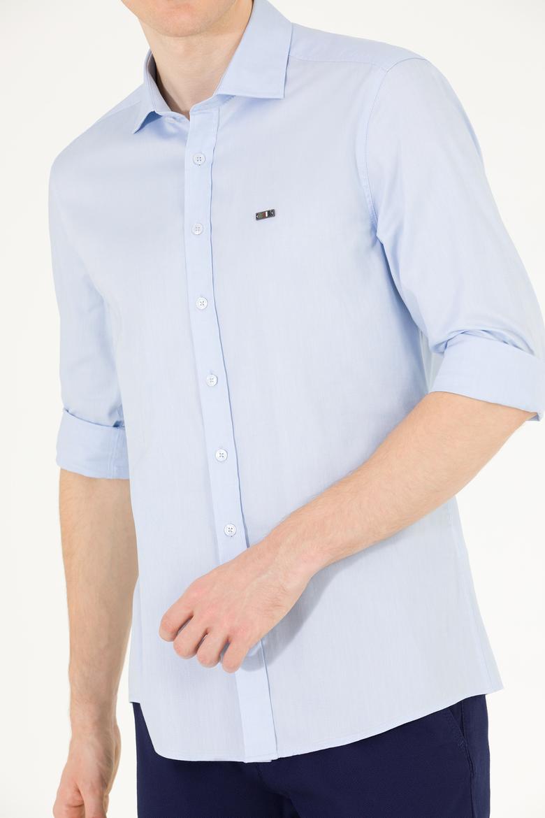 Erkek Açık Mavi Uzun Kollu Basic Gömlek - 50263048005