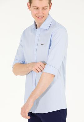 Erkek Açık Mavi Uzun Kollu Basic Gömlek - 50263048005