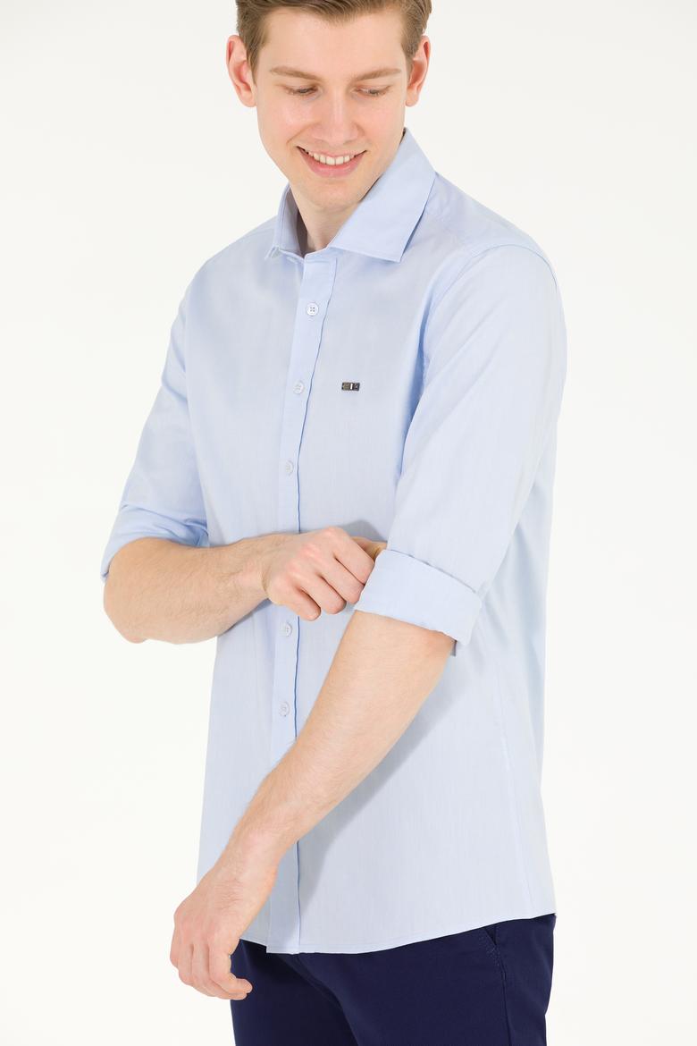 Erkek Açık Mavi Uzun Kollu Basic Gömlek - 50263048005