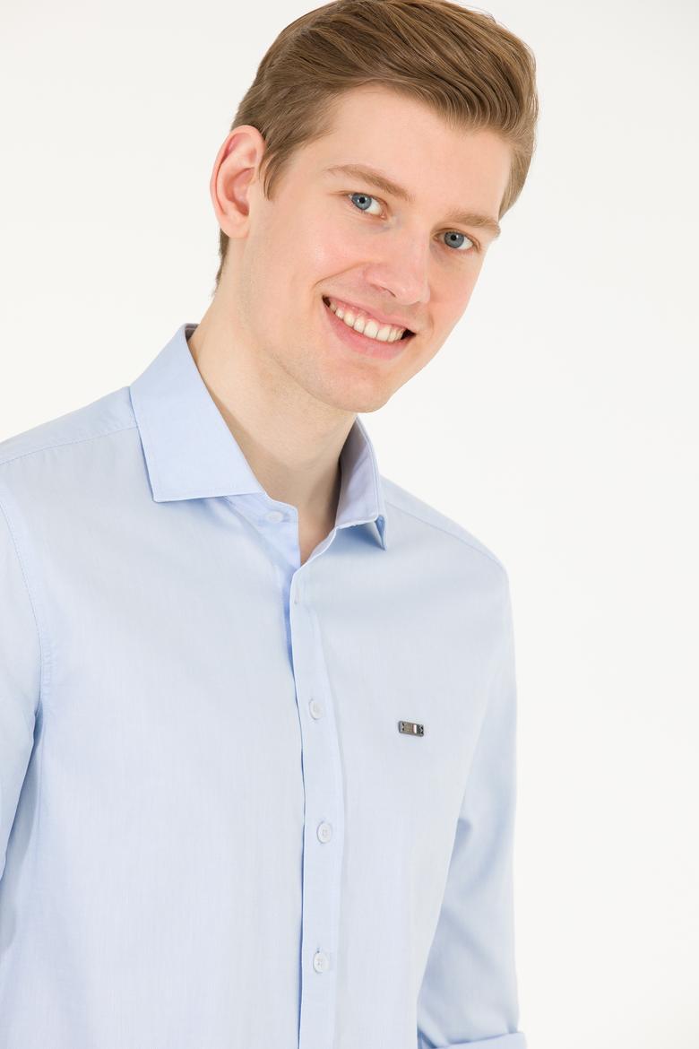 Erkek Açık Mavi Uzun Kollu Basic Gömlek - 50263048005