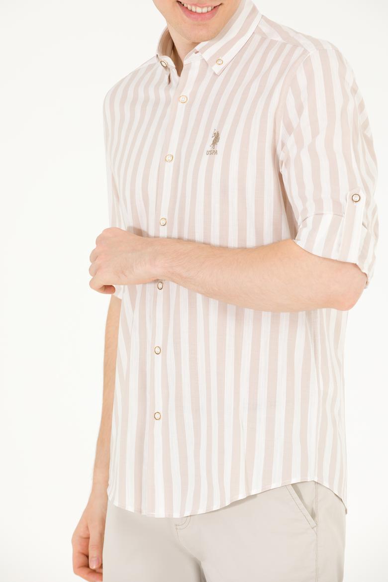 Erkek Taş Çizgili Beyaz Gömlek - 50263545014