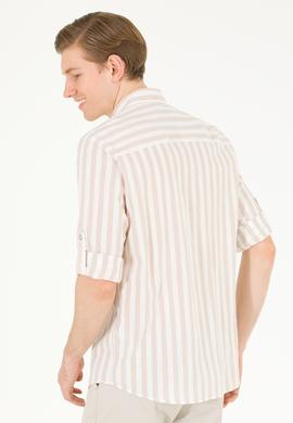Erkek Taş Çizgili Beyaz Gömlek - 50263545014