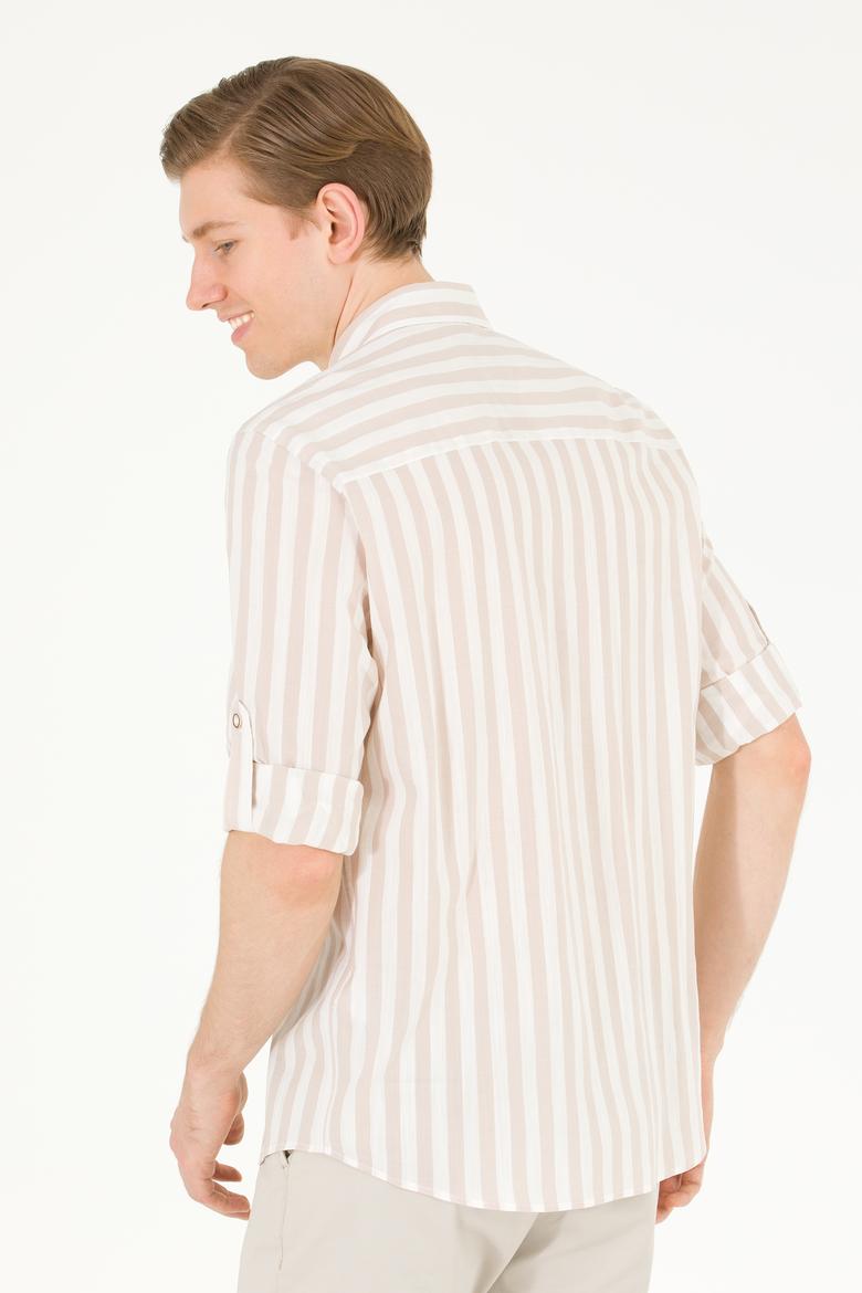 Erkek Taş Çizgili Beyaz Gömlek - 50263545014