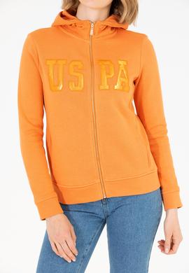 Kadın Kiremit Kapüşonlu Fermuarlı Basic Sweatshirt - 50262653064