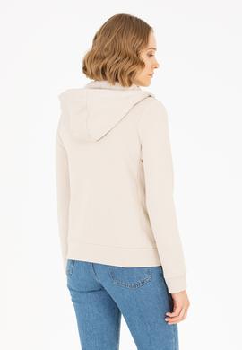 Kadın Taş Kapüşonlu Fermuarlı Basic Sweatshirt - 50262653087