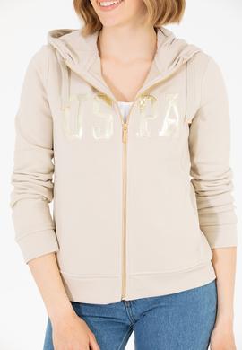 Kadın Taş Kapüşonlu Fermuarlı Basic Sweatshirt - 50262653087