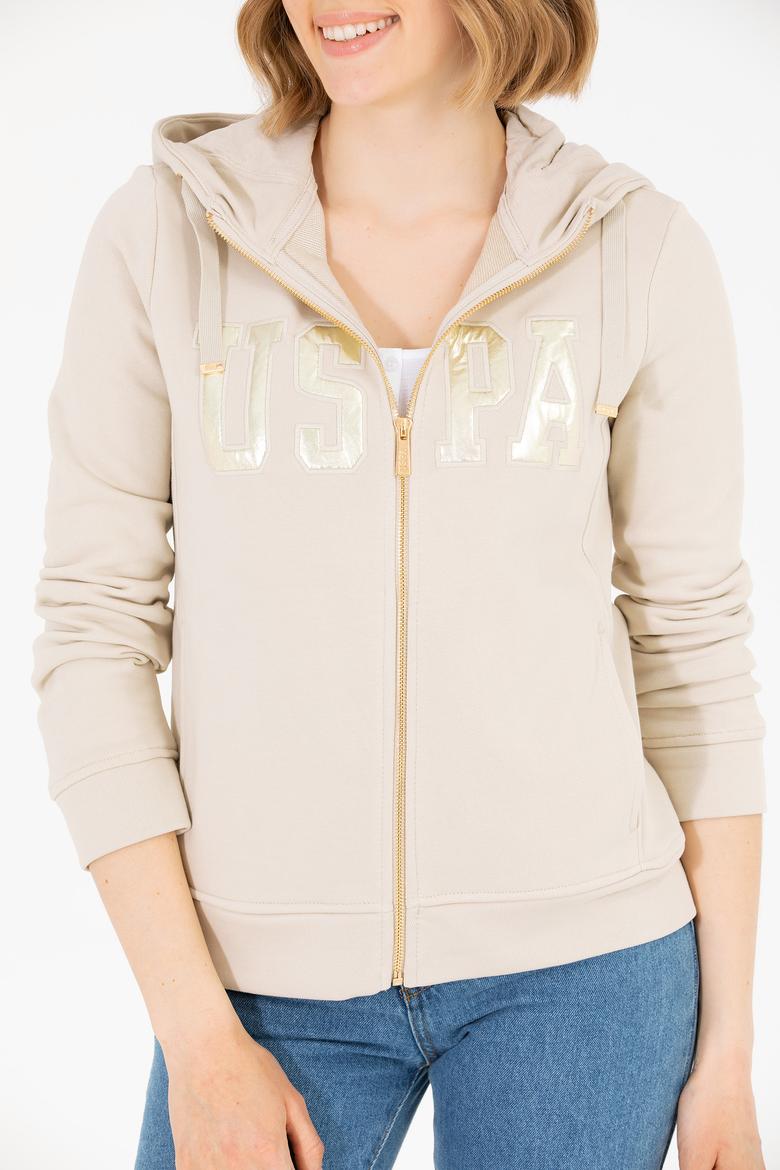 Kadın Taş Kapüşonlu Fermuarlı Basic Sweatshirt - 50262653087