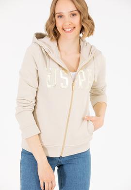 Kadın Taş Kapüşonlu Fermuarlı Basic Sweatshirt - 50262653087