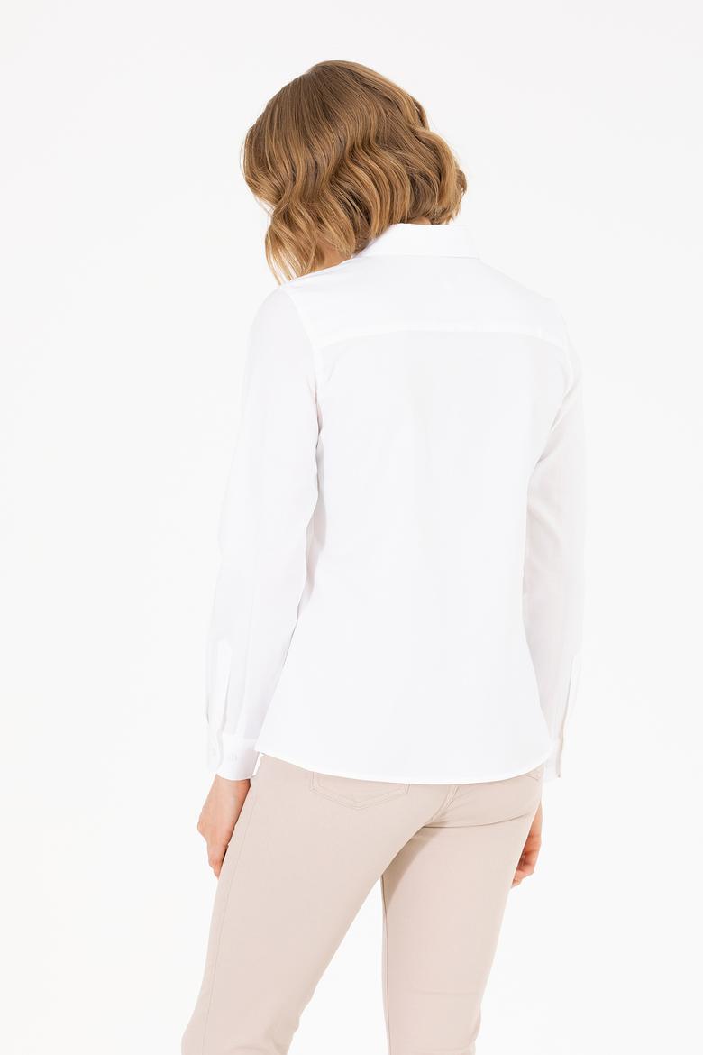 Kadın Beyaz Uzun Kollu Basic Gömlek - 50262849003