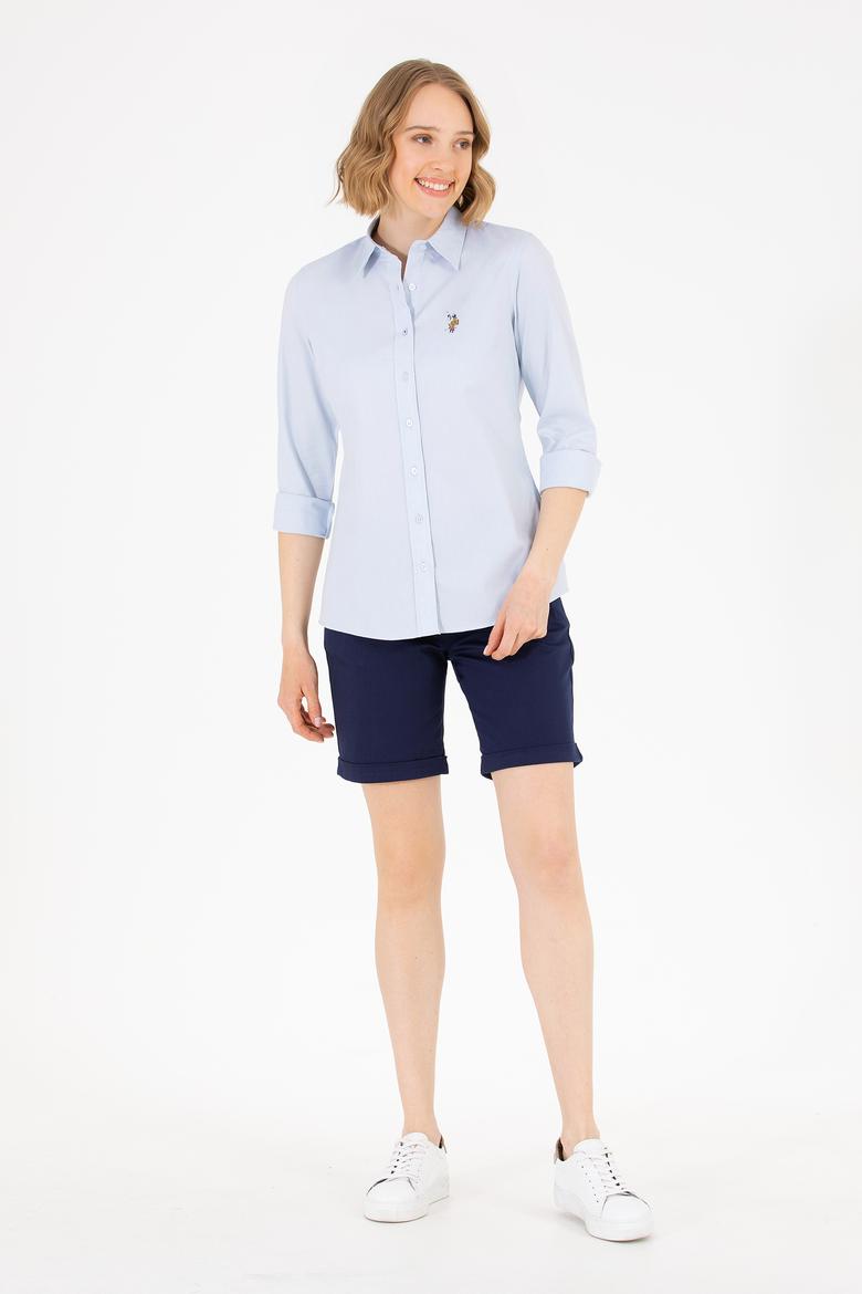 Kadın Açık Mavi Uzun Kollu Basic Gömlek - 50262849011