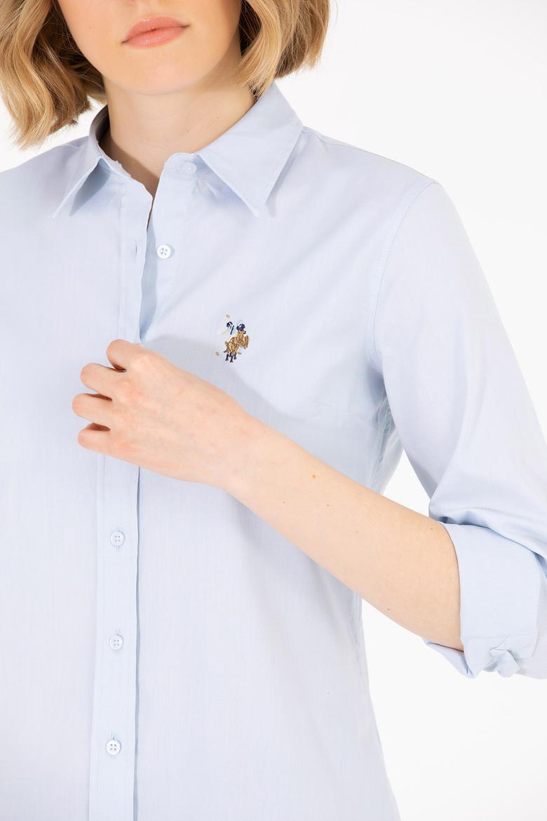 Kadın Açık Mavi Uzun Kollu Basic Gömlek - 50262849011