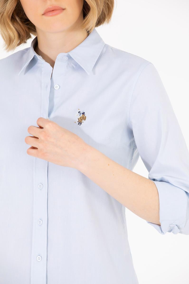 Kadın Açık Mavi Uzun Kollu Basic Gömlek