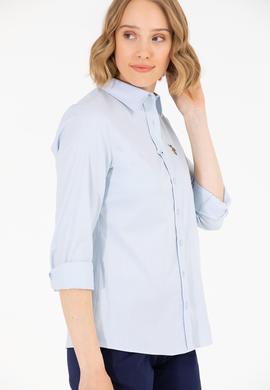 Kadın Açık Mavi Uzun Kollu Basic Gömlek - 50262849011