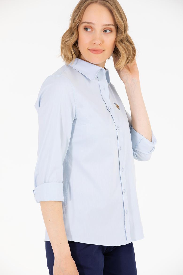 Kadın Açık Mavi Uzun Kollu Basic Gömlek - 50262849011