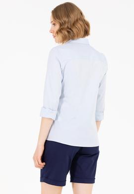 Kadın Açık Mavi Uzun Kollu Basic Gömlek - 50262849011