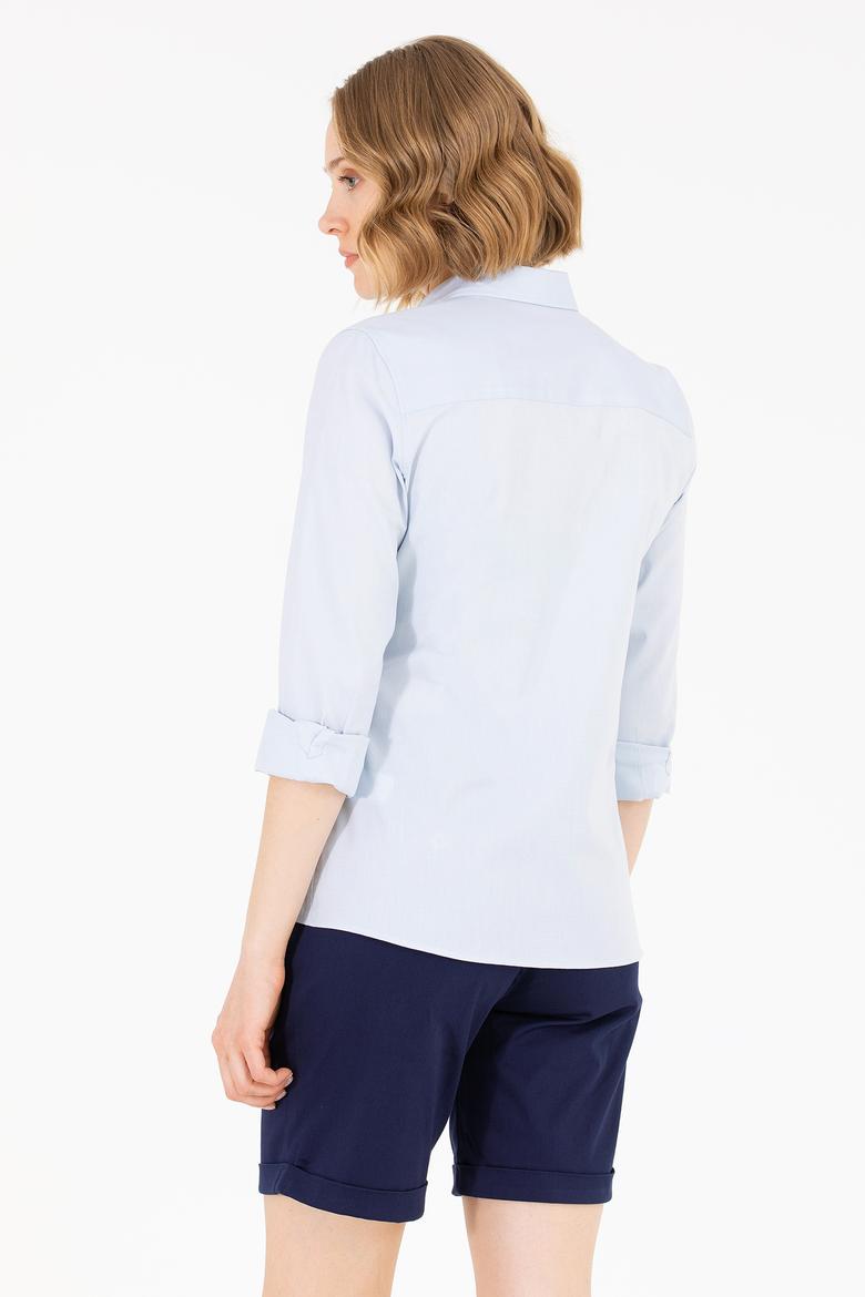 Kadın Açık Mavi Uzun Kollu Basic Gömlek - 50262849011